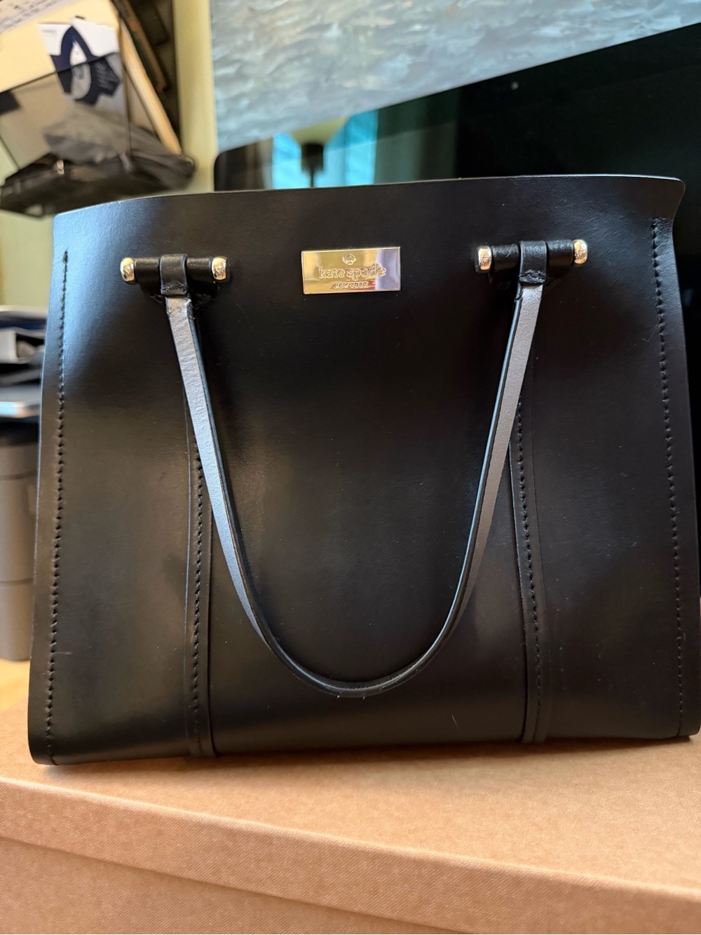 kate spade Black Shoulder Bag with Gold Plaque